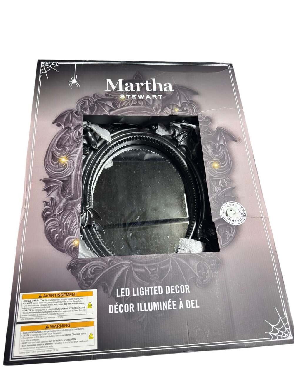 Martha Stewart Halloween LED Lighted Bat Mirror Decor